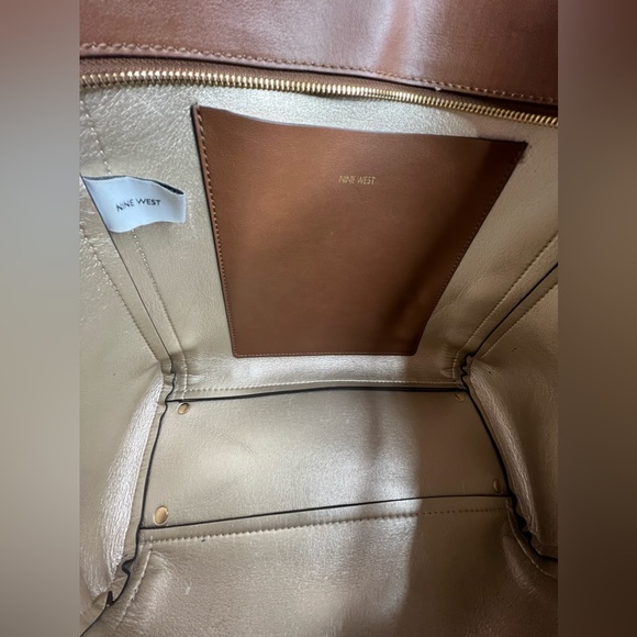 Nine West Chelsea Three Compartment Tote Brown Cognac Handbag - Picture 11 of 12